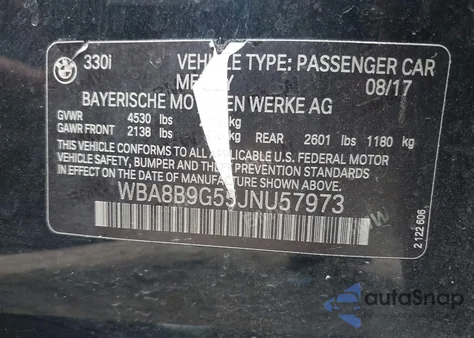 2018 BMW 330I from USA, damaged, VIN WBA8B9G55JNU57973